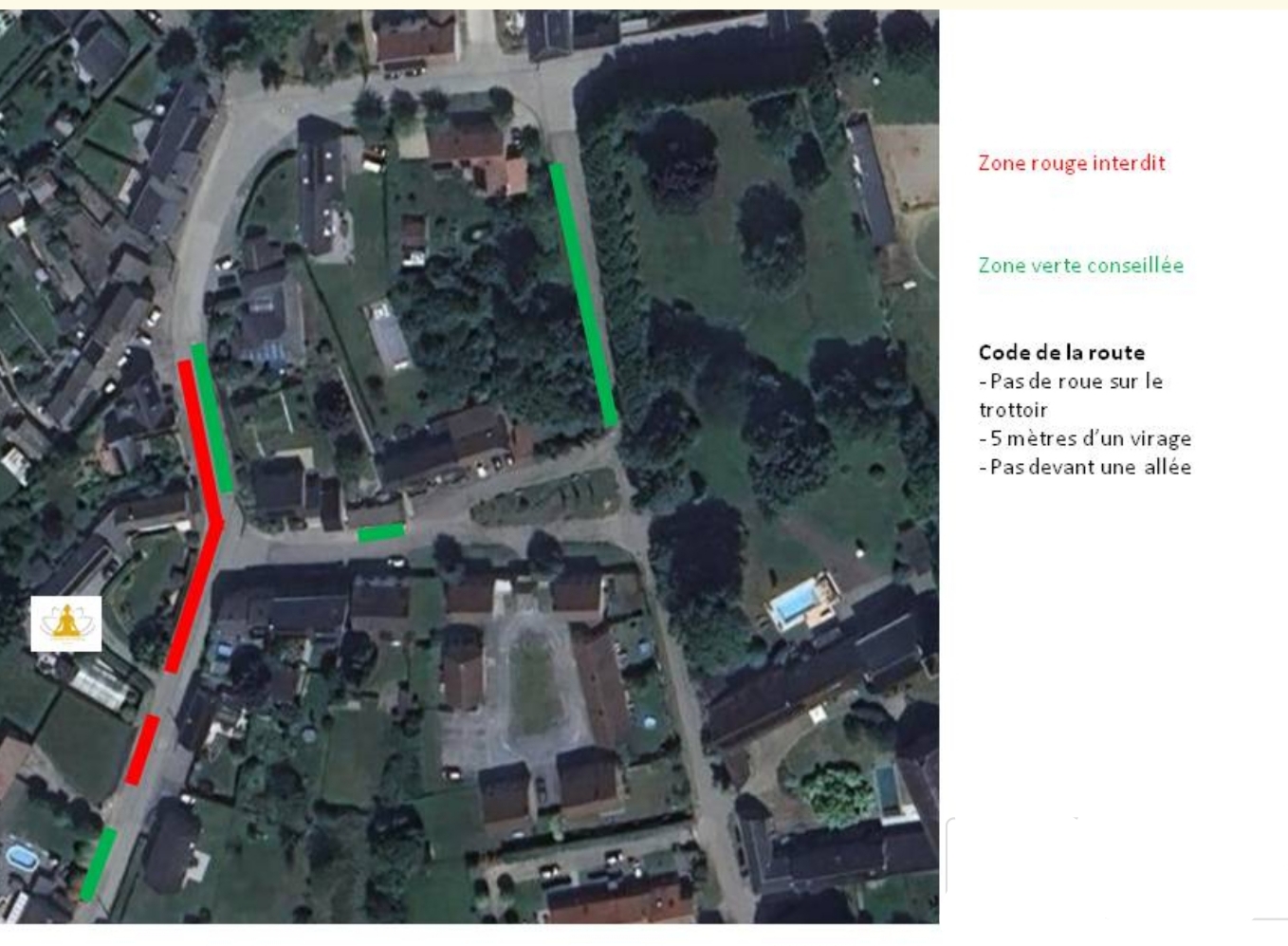 Plan des zones de stationnement autorisées et interdites près du Champ de Padma